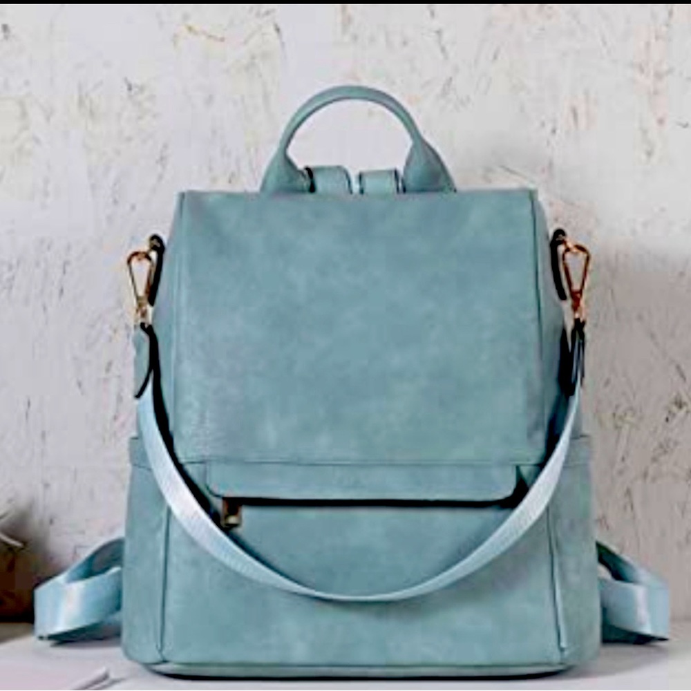CLUCI Backpack Purse in Two-Toned Blue